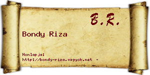 Bondy Riza névjegykártya